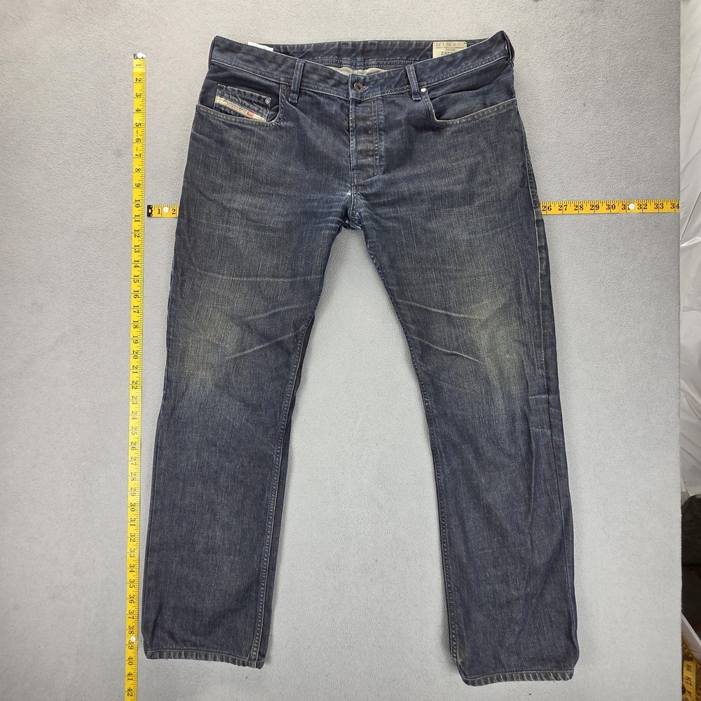 Diesel Jeans Mens 36x32 Blue Zatiny Altered Hem Med Wash Made in Italy 0088Z
